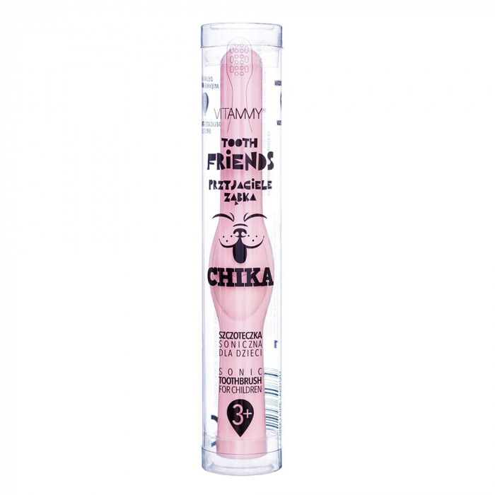 Periuta de dinti electrica Vitammy Tooth Friends, pentru copii 3+, animatie Chika, tehnologie IPX6, 26.000 vibratii pe minut, 2 moduri de periaj, Roz [4]
