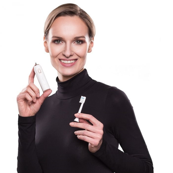 Periuta de dinti electrica VITAMMY Vivo, model premium, 72000 vibratii/min, 3 moduri de periaj, rezistenta la apa, Alb [9]