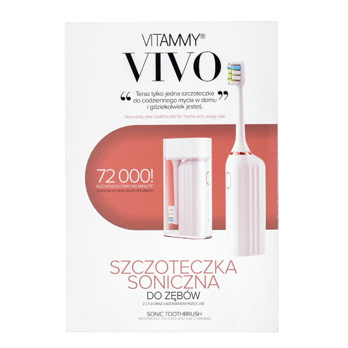 Periuta de dinti electrica VITAMMY Vivo, model premium, 72000 vibratii/min, 3 moduri de periaj, rezistenta la apa, Alb [3]