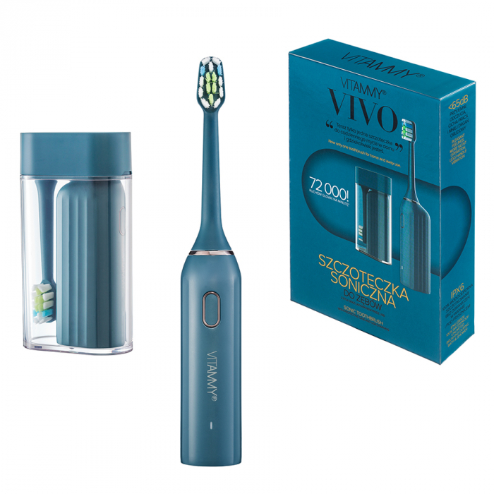 Periuta de dinti electrica VITAMMY Vivo, model premium, 72000 vibratii/min, 3 moduri de periaj, rezistenta la apa, Antracit [2]