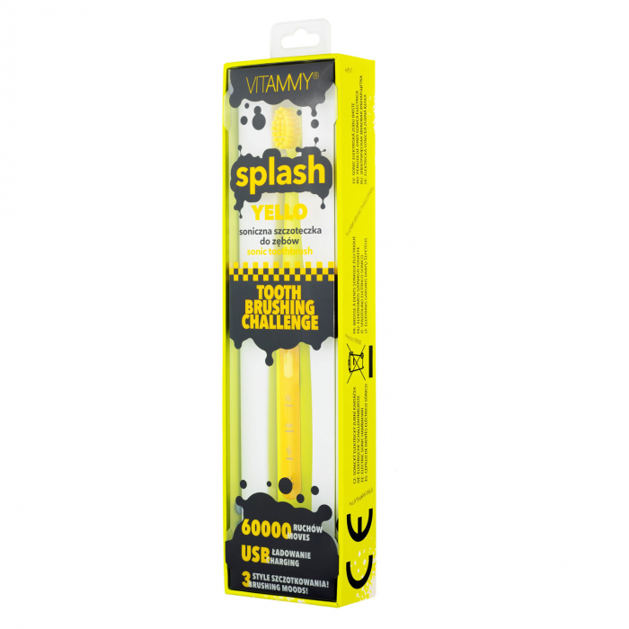 Periuta de dinti electrica VITAMMY Splash Yello, 60000 vibratii/min, 3 moduri de periaj, Galben [5]