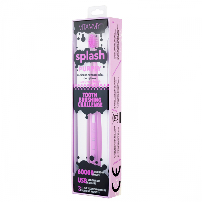 Periuta de dinti electrica VITAMMY Splash Purply, 60000 vibratii/min, 3 moduri de periaj, Violet [2]