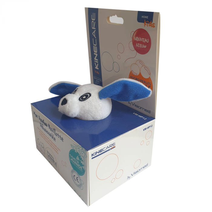 Jucarie termica de plus Kinecare Iepuras, cu microbile si flori de lavanda, pentru copii, 15 x 15 cm, Alb/Albastru, VM-HP12 [3]