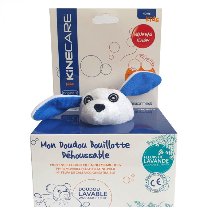 Jucarie termica de plus Kinecare Iepuras, cu microbile si flori de lavanda, pentru copii, 15 x 15 cm, Alb/Albastru, VM-HP12 [2]