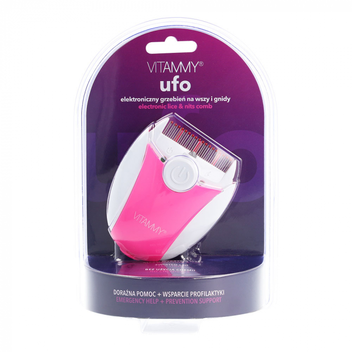 Pieptene electric cu LED Vitammy Ufo, exterminator de paduchi, Roz [5]
