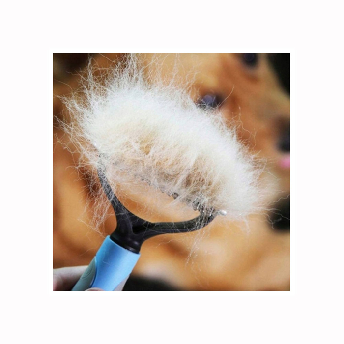 Pieptene pentru animale L, trimmer, descurcare noduri si indepartare par, 17 lame curbate din otel inoxidabil, potrivit pentru toate tipurile de blana, 18 x 9 cm [4]