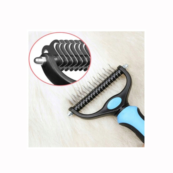 Pieptene pentru animale L, trimmer, descurcare noduri si indepartare par, 17 lame curbate din otel inoxidabil, potrivit pentru toate tipurile de blana, 18 x 9 cm [5]
