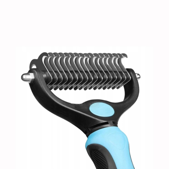 Pieptene pentru animale L, trimmer, descurcare noduri si indepartare par, 17 lame curbate din otel inoxidabil, potrivit pentru toate tipurile de blana, 18 x 9 cm [3]