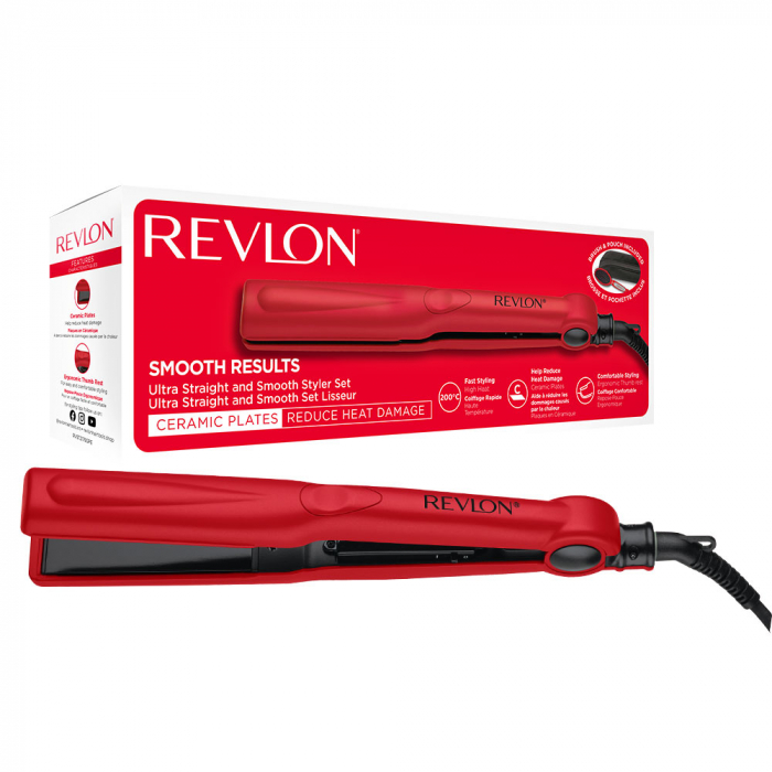 Placa de indreptat parul Revlon Smooth Results RVST2176GPE, temperatura pana la 200 grade, husa si perie de par Revlon cadou [2]