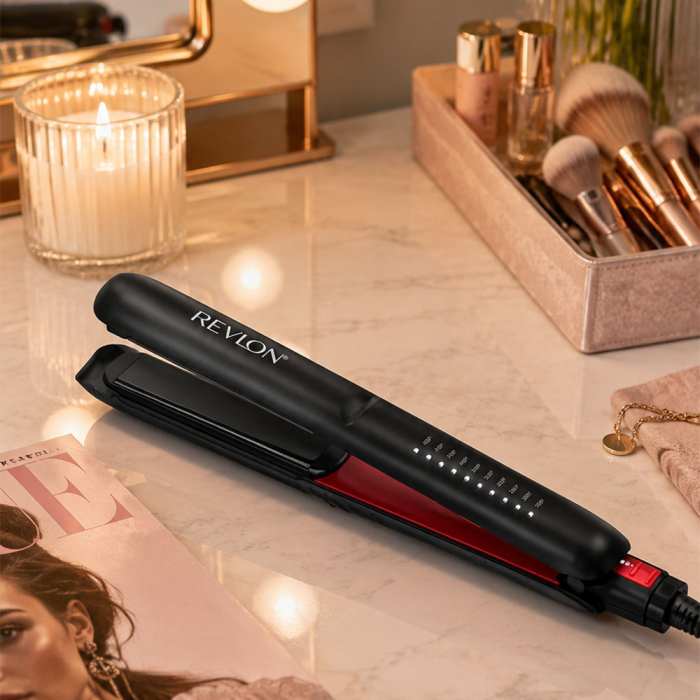 Placa de indreptat parul REVLON SmoothStay RVST2211PE, infuzie cu ulei de cocos, 25 mm, 10 trepte de temperatura, afisaj LCD, geanta de depozitare [7]
