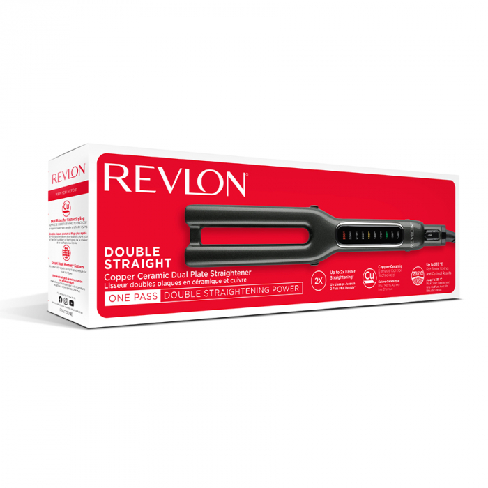 Placa dubla de indreptat parul REVLON One-Step Double Straight RVST2204E, 4 placi ceramice, 10 trepte temperatura, afisaj LCD [9]