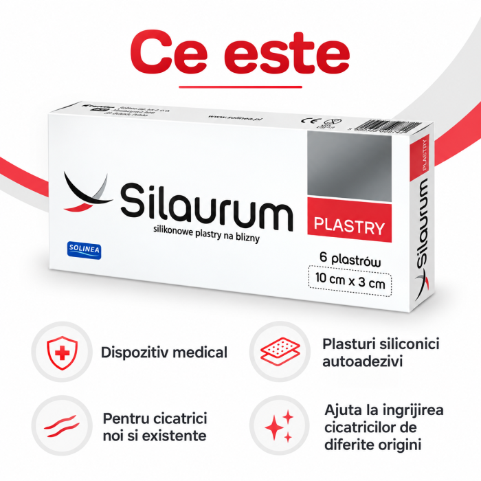 Plasturi Solinea Silaurum, dispozitiv medical, din silicon, pentru cicatrici postoperatorii, postacneice, posttraumatice si dupa arsuri [2]