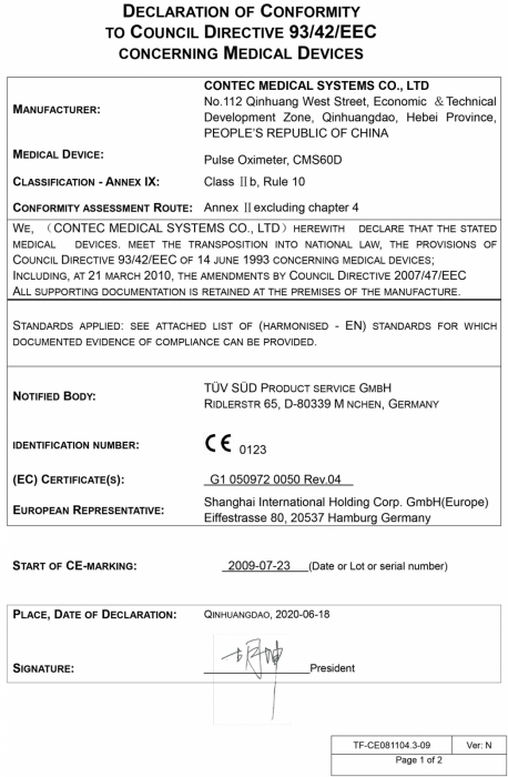 Pulsoximetru profesional Contec CMS60D, model 2025, senzor adulti, neonatal, pediatric, masoara saturatia de oxigen si rata pulsului [10]