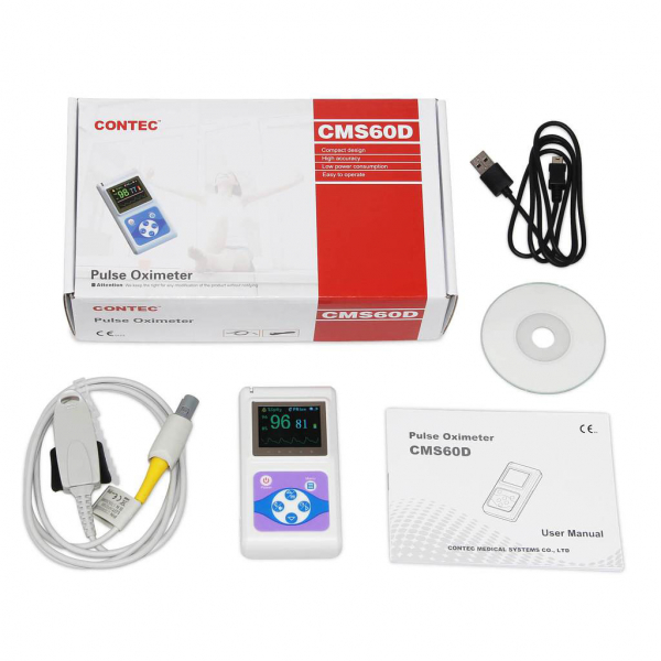 Pulsoximetru profesional Contec CMS60D, senzor adulti si senzor pediatric, cablu de extensie [4]