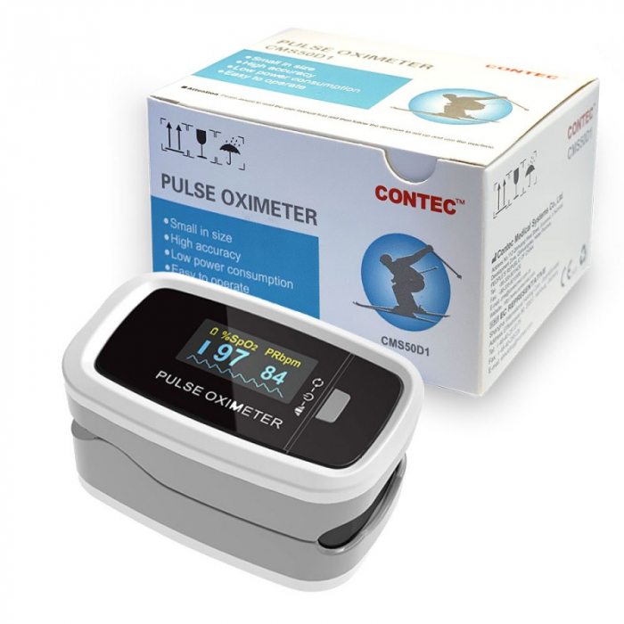 Pulsoximetru Contec CMS50D1, indica nivelul de saturatie a oxigenului din sange, masoara rata pulsului [5]