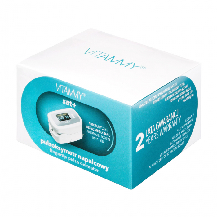 Pulsoximetru Vitammy Sat Plus, rezistent, rotire automata a ecranului, indica nivelul de saturatie a oxigenului, masoara rata pulsului [3]