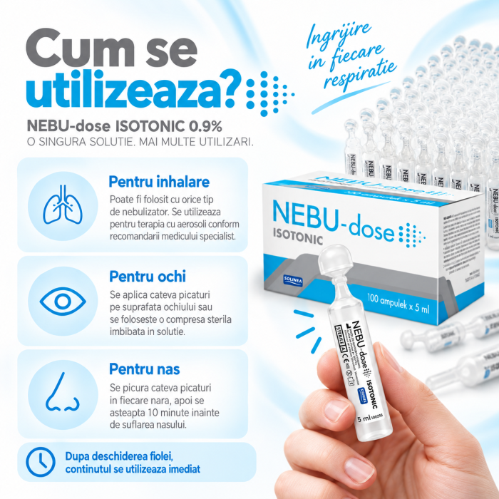 Ser fiziologic izotonic Solinea NEBU-dose concentratie 0.9%, 100 monodoze x 5 ml [3]
