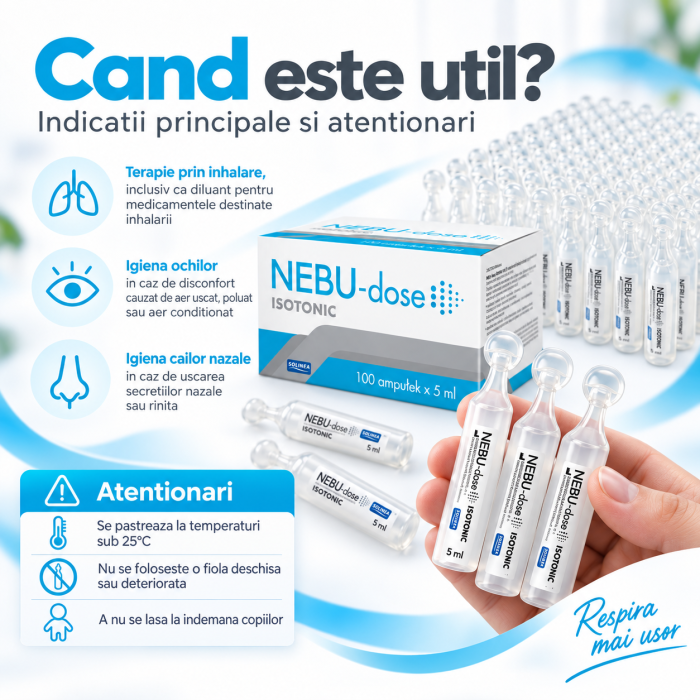 Ser fiziologic izotonic Solinea NEBU-dose concentratie 0.9%, 100 monodoze x 5 ml [5]