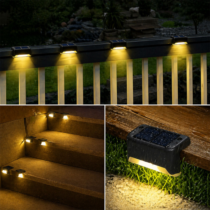 Set 4 lampi solare, pentru iluminarea treptelor, teraselor, aleilor din gradina si a cailor de acces, senzor crepuscul incorporat, panou solar amorf 2V, lumina alb cald, pana la 8 ore de ilumare [3]