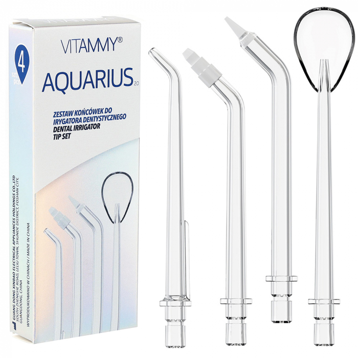 Set 4 rezerve duze profesionale Vitammy Aquarius, pentru irigatorul bucal Vitammy Aquarius, Transparent [1]