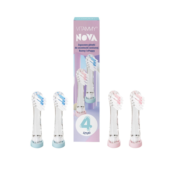 Set 4 rezerve periuta de dinti Vitammy Nova, compatibile cu periutele de dinti electrice Vitammy Bunny si ePUPPY, pentru copii 3-6 ani, Roz si albastru [1]