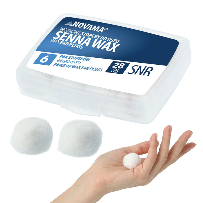 Set 6 perechi dopuri de urechi Novama Senna Wax, din ceara modelabila, reducere zgomot pana la 28 dB, confort ridicat, cu etui practic [3]