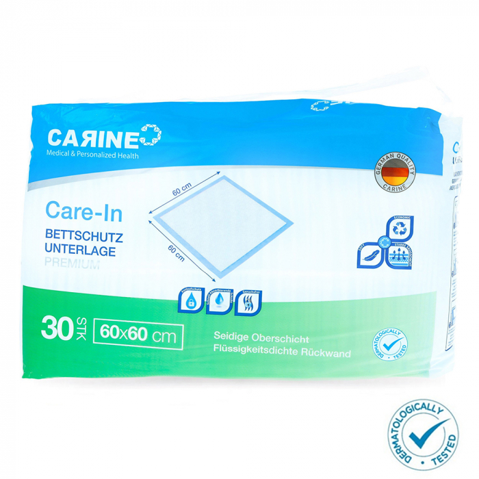 Set 30 buc aleze igienice premium  Carine, 60x60 cm, absorbtie ridicata, testate dermatologic, dispozitiv medical [2]