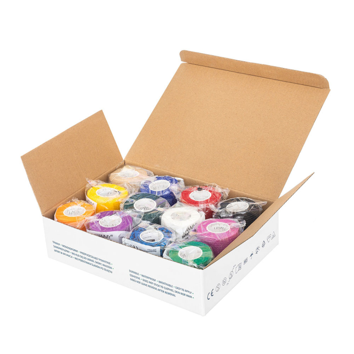 Set bandaje elastice autoadezive Vitammy Autoband, tehnologie cu microfibre, fara lipici, rezistent la apa, 5 x 450 cm, 12 bucati multicolore [2]