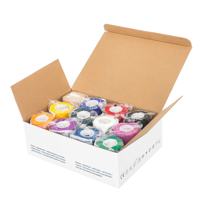 Set bandaje elastice autoadezive Vitammy Autoband, tehnologie cu microfibre, fara lipici, rezistent la apa, 7.5 x 450 cm, 12 bucati multicolore [2]