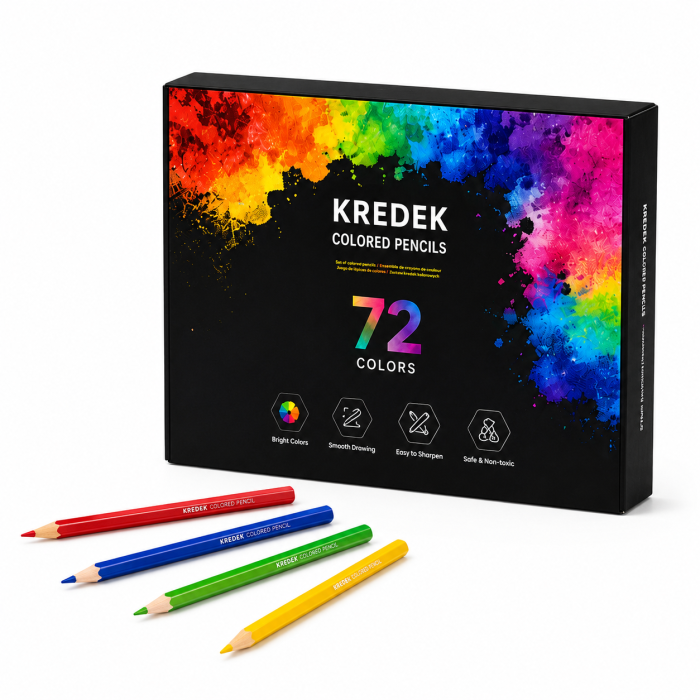 Set creioane colorate, 72 culori, pentru desen, colorat si diferite activitati creative, cutie depozitare, Negru [1]
