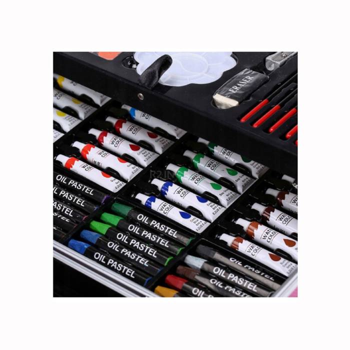 Set desen copii 145 piese, valiza portabila, creioane, carioci, acuarele, acrilice, pensule, ascutitoare, radiere, unicorn, Albastru [6]