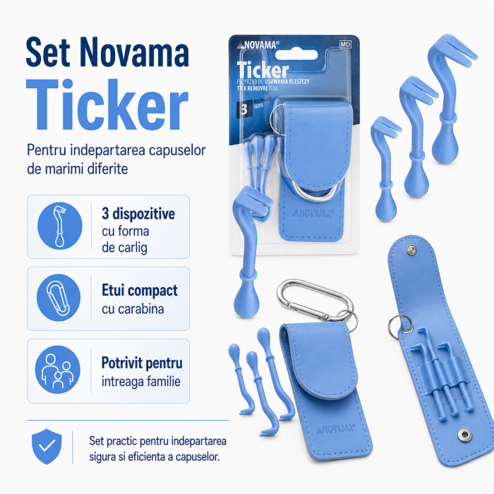 Set Novama Ticker pentru indepartarea capuselor de marimi diferite, 3 dispozitive cu forma de carlig, etui [2]