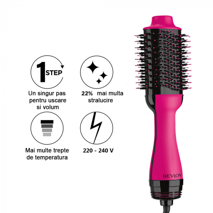 Set perie electrica fixa REVLON One-Step Hair Dryer & Volumizer RVDR5222PE roz si geanta transport RedLine Case One [4]
