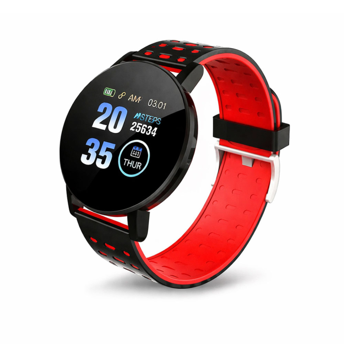 Bratara fitness 119S Plus Black-Red, smart band, monitorizare puls, Bluetooth 4.0, display 1.3 inch, port USB, rezistenta la stropire [1]