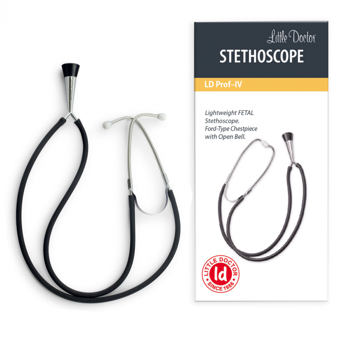 Stetoscop obstretical Little Doctor LD Prof IV, forma de clopot, 2 tuburi, lungime tub 56 cm, Negru/Inox [3]