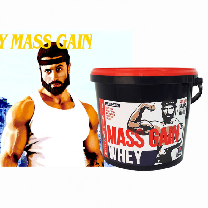Supliment gainer de proteine Megabol Whey Mass Gain 3000 g, proteine din zer si din germeni de grau, vitamine si acid glutamic [5]
