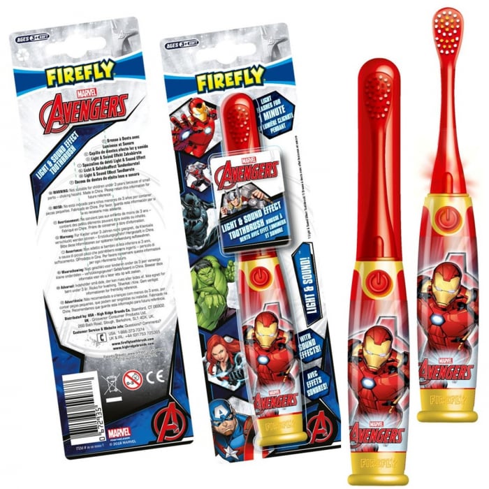 Periuta de dinti FIREFLY cu LED si efecte sonore, pentru copii 3+, Animatie Avengers Iron Man, Rosu [4]