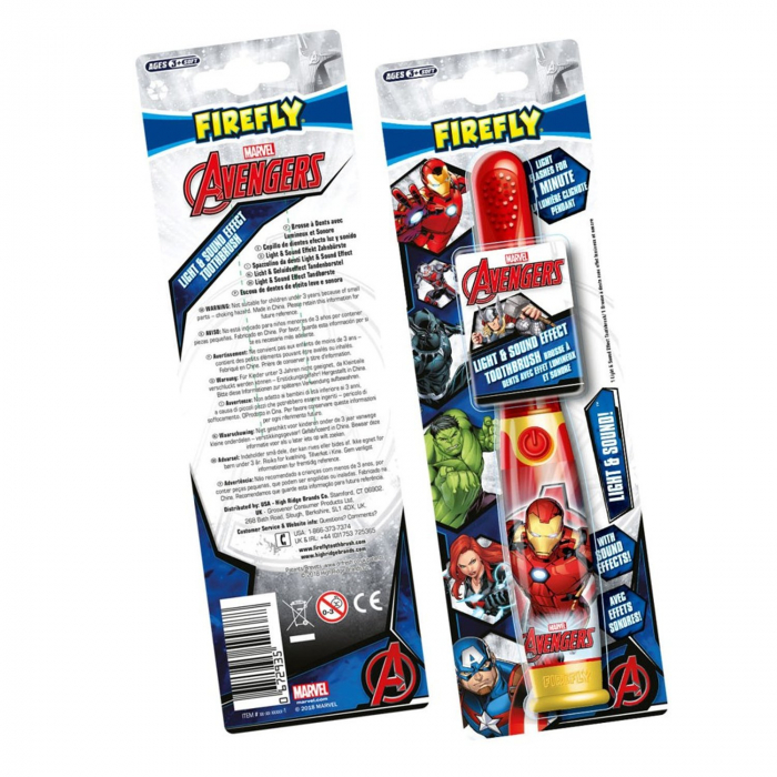 Periuta de dinti FIREFLY cu LED si efecte sonore, pentru copii 3+, Animatie Avengers Iron Man, Rosu [5]