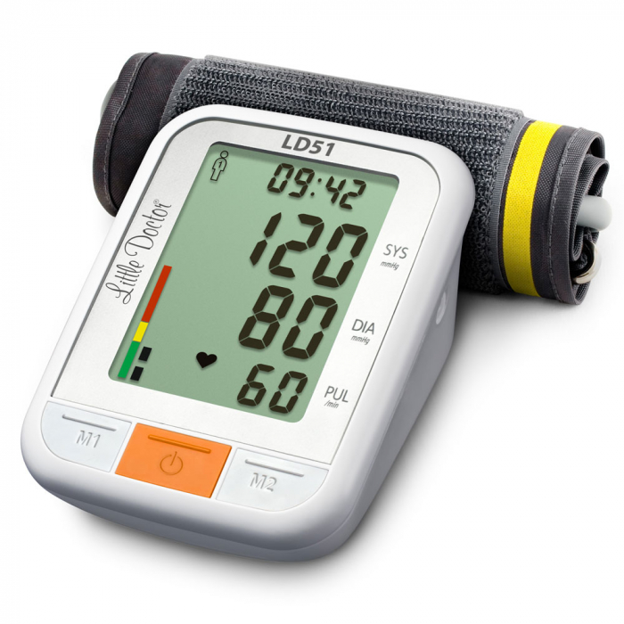 Tensiometru electronic de brat Little Doctor LD51, afisaj XXL, detector aritmie, indicator WHO, afisare data si timp, Alb/Gri, resigilat [2]