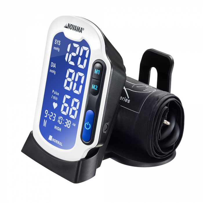 Tensiometru electronic de brat Novama Pro, masurare in timpul umflarii mansetei, 2 moduri de masurare, memorare 2 utilizatori x 90 rezultate, detectarea fibrilatiei atriale, manseta universala 22 - 42 cm, suport [4]