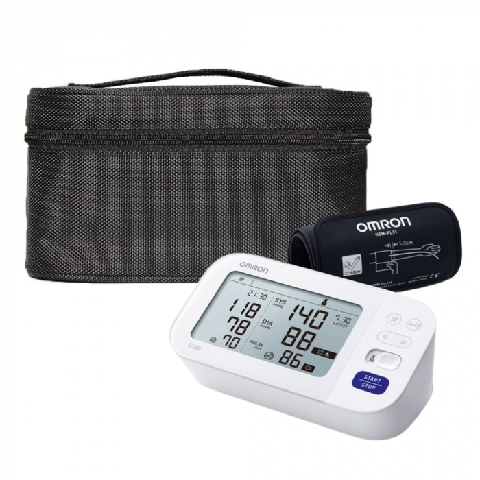 Tensiometru electronic de brat Omron M6 Comfort, manseta Intelli Wrap 22 - 42 cm, tehnologie Intellisense, afisaj dual, functie FibA, memorare 2 x 100 seturi de memorie, Alb [3]