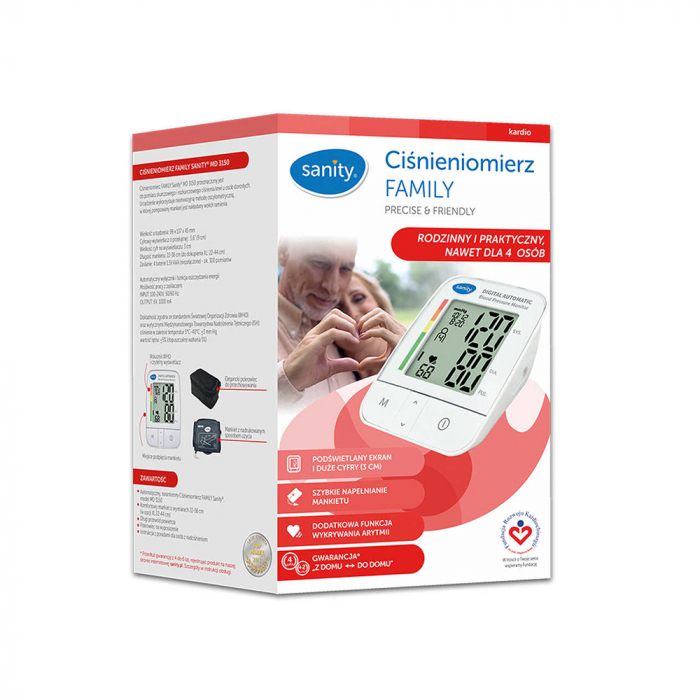 Tensiometru electronic de brat Sanity Family MD 3150, manseta 22-36 cm, alimentator priza inclus, memorare 4 utilizatori, 120 seturi de memorie, Alb [4]