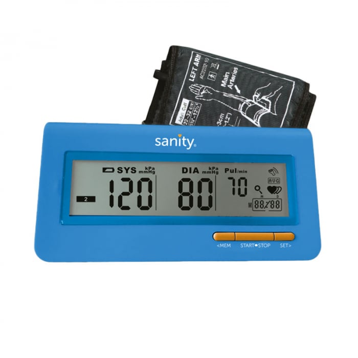 Tensiometru electronic de brat Sanity Serce Plus, 60 seturi de memorie, tehnologie FDS, Albastru [4]
