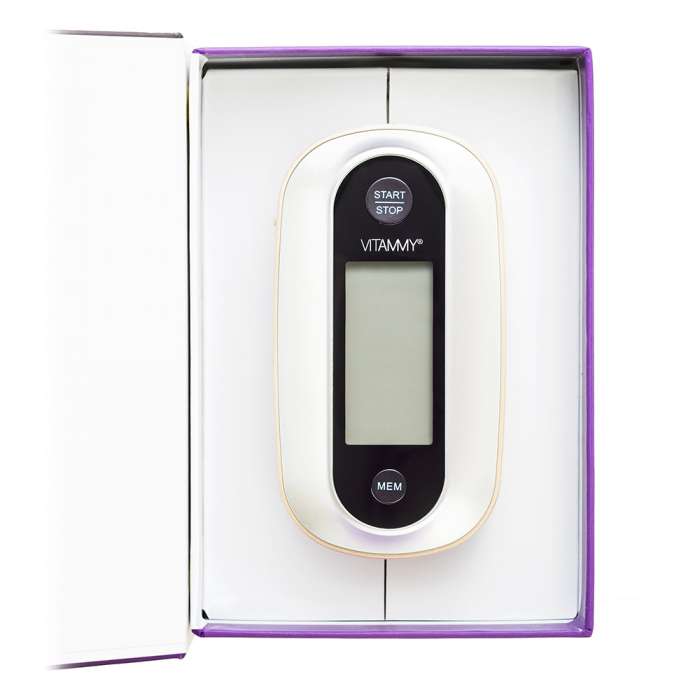 Tensiometru electronic de brat Vitammy Next 9, mufa USB, detectare aritmie, manseta integrata 23-36 cm, 120 seturi de memorie, Alb/Auriu [3]