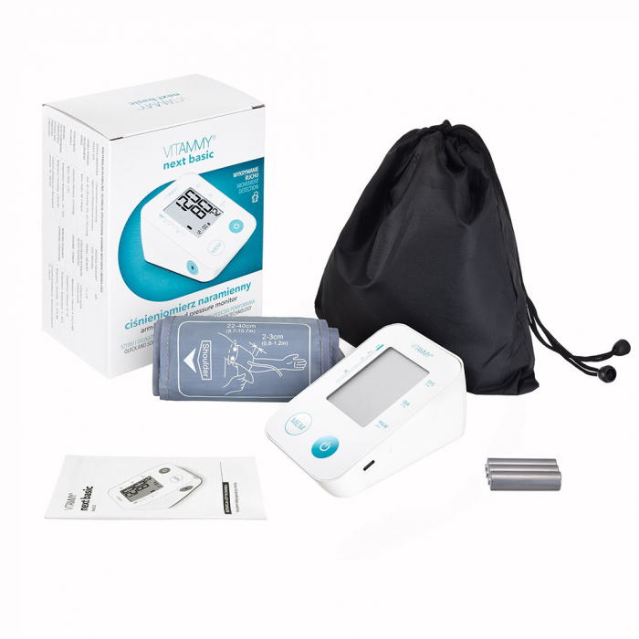 Tensiometru electronic de brat VITAMMY Next Basic, mufa USB, masurare in timpul umflarii mansetei, detectare aritmie, detectie miscarea corpului, memorare 2 utilizatori, manseta 22-40 cm, resigilat [3]