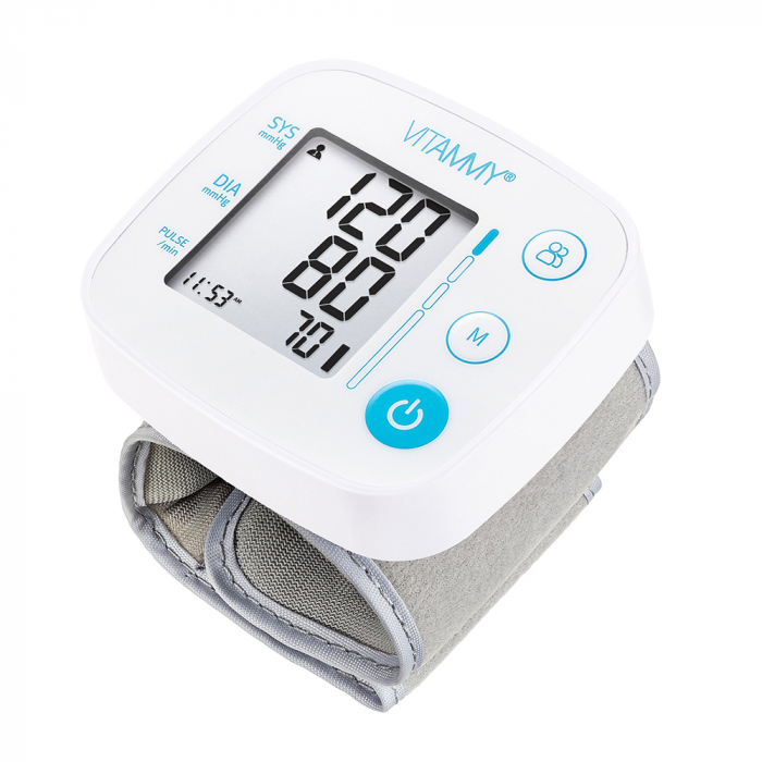 Tensiometru electronic de incheietura VITAMMY Next 0.1, masurare in timpul umflarii mansetei, detectare aritmie, detectie miscarea corpului, memorare 2 utilizatori, manseta 12.5-21.5 cm, Alb [3]
