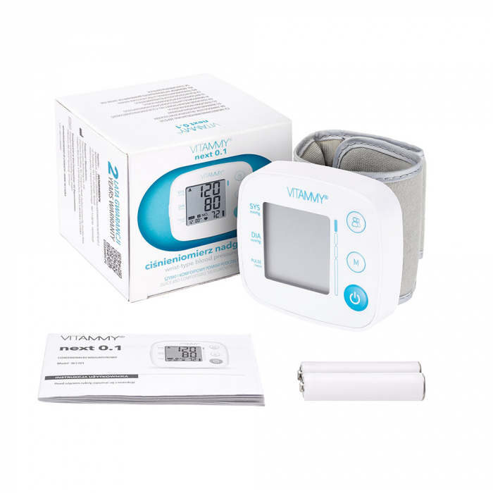 Tensiometru electronic de incheietura VITAMMY Next 0.1, masurare in timpul umflarii mansetei, detectare aritmie, detectie miscarea corpului, memorare 2 utilizatori, manseta 12.5-21.5 cm, Alb [6]
