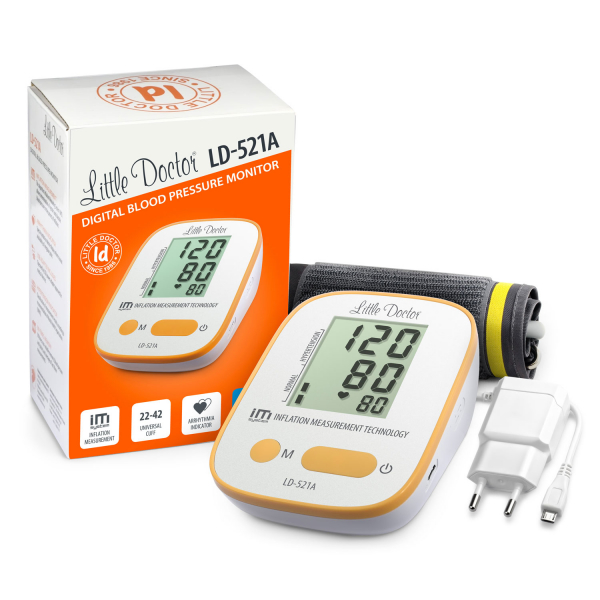 Tensiometru electronic de brat Little Doctor LD-521A, adaptor inclus, Algoritm IMS, memorare 90 de valori, manseta 22 - 42 cm [3]