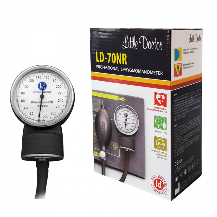 Tensiometru mecanic Little Doctor LD 70NR, profesional, manseta LARGE 25 - 40 cm, fara stetoscop, manometru din metal [5]