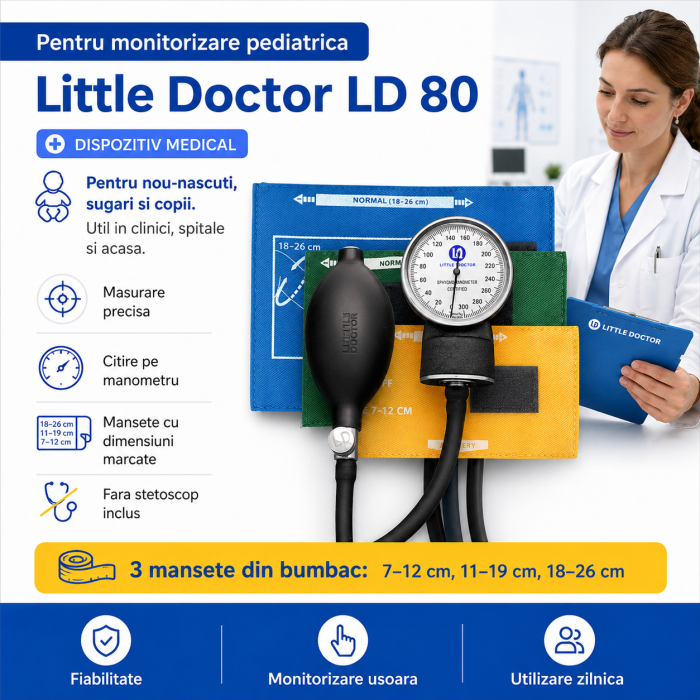 Tensiometru mecanic Little Doctor LD 80, pentru copii si nou-nascuti, fara stetoscop [5]